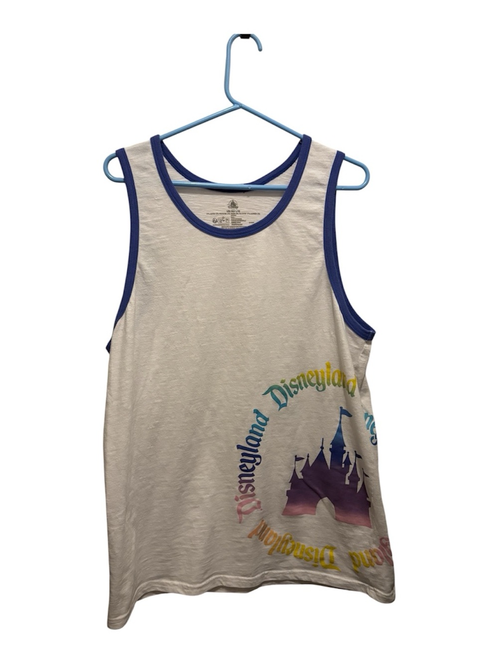 Disney Cream Tank with Blue Trim and Multicolor Castle Design